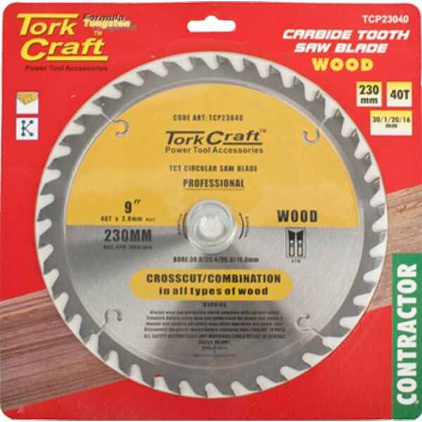 Tork Craft Blade Contractor 230 X 40T 30/1/20/16 Circular Saw TCT