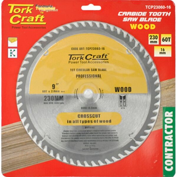 Tork Craft Blade Contractor 230 X 60T 16mm Circular Saw TCT