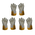 3 pairs Quality Yellow Nylon Grey Leather Protection Work Gloves