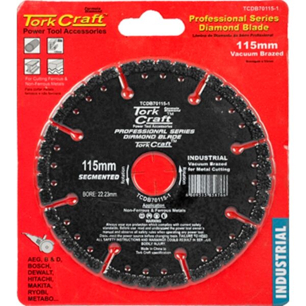 Tork Craft Diamond Blade Seg.115 X 22.23mm Vacuum Brazed For Metal Cutting