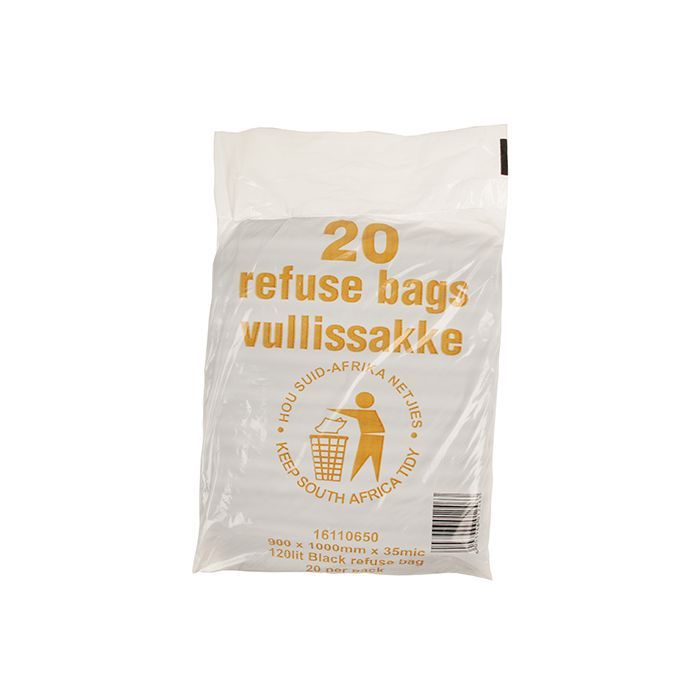 Refuse Bag Black For 120L Drum 20 P/Pack - 2 Pack