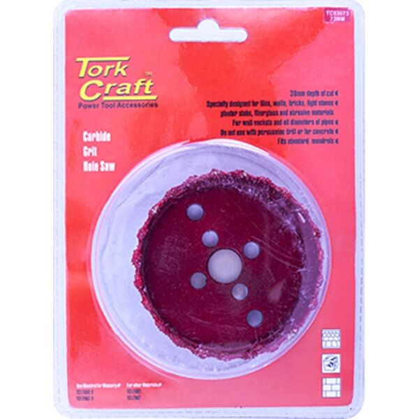 Tork Craft Hole Saw Carbide Grit 73mm - Red
