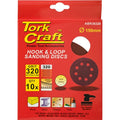 Tork Craft Sanding Disc Hook & Loop 150mm 320 Grit with Holes 10/Pk