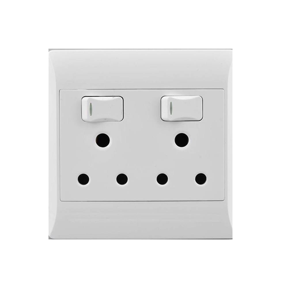Socket 16A 4X4 Double White E/Mate