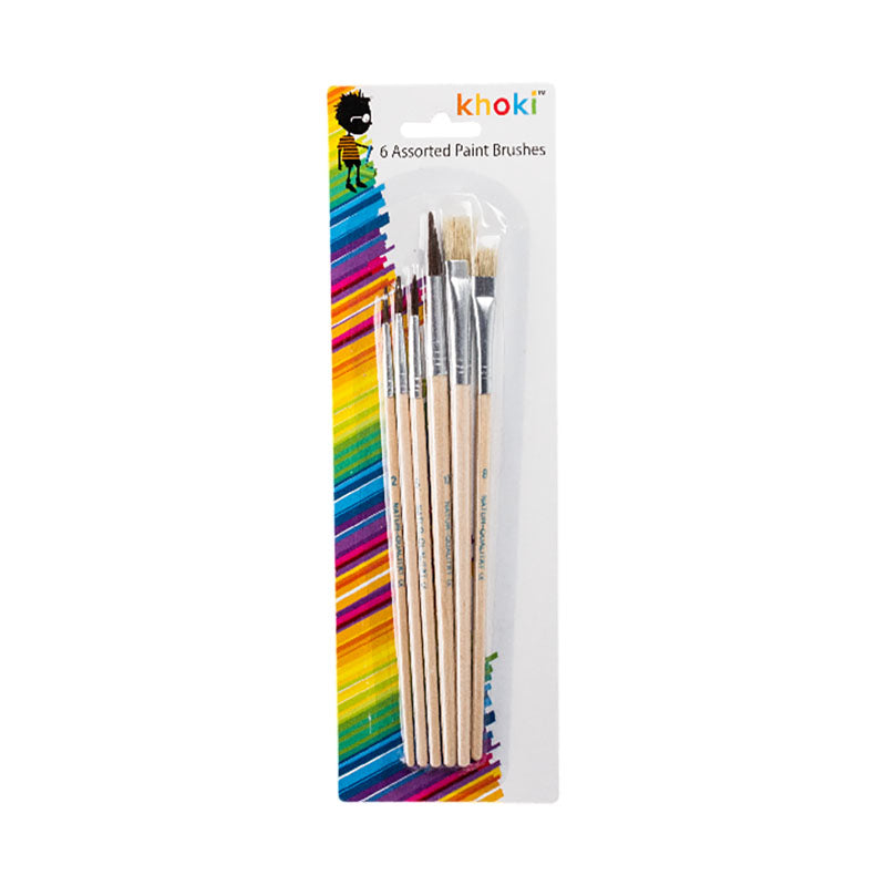 Paint Brushes - Art & Craft - Assorted Sizes - 6 Piece