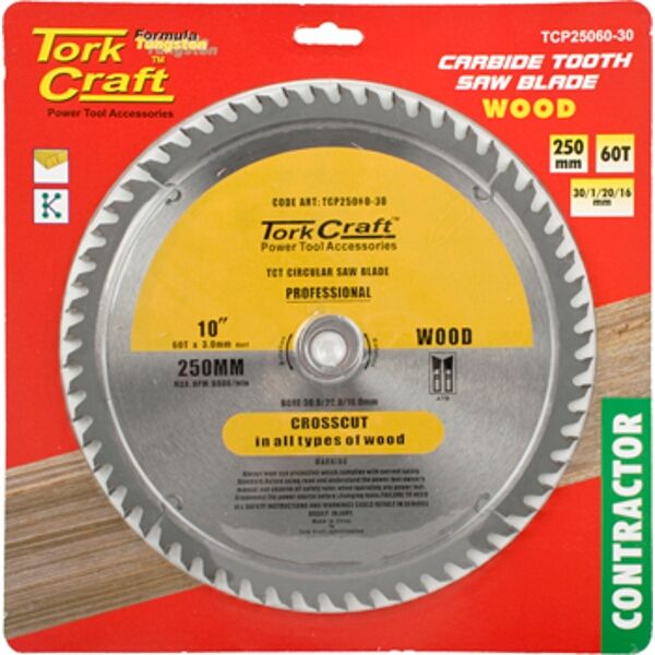 Tork Craft Blade Contractor 250 X 60T 30/20/16 Circular Saw TCT