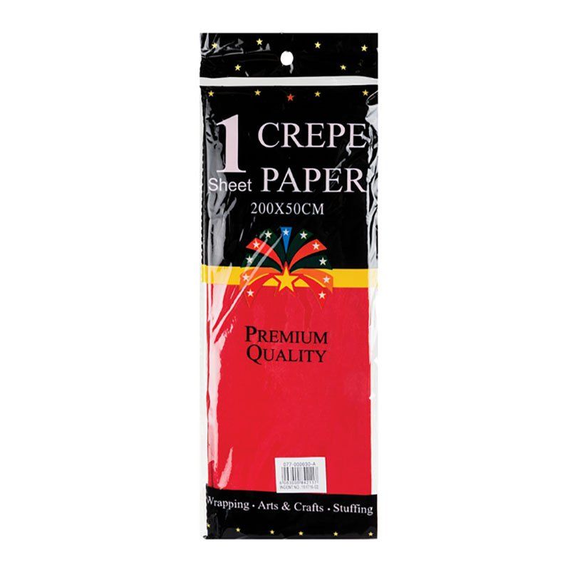 Paper Crepe Sheet Red Col 50x200cm - 8 Pack
