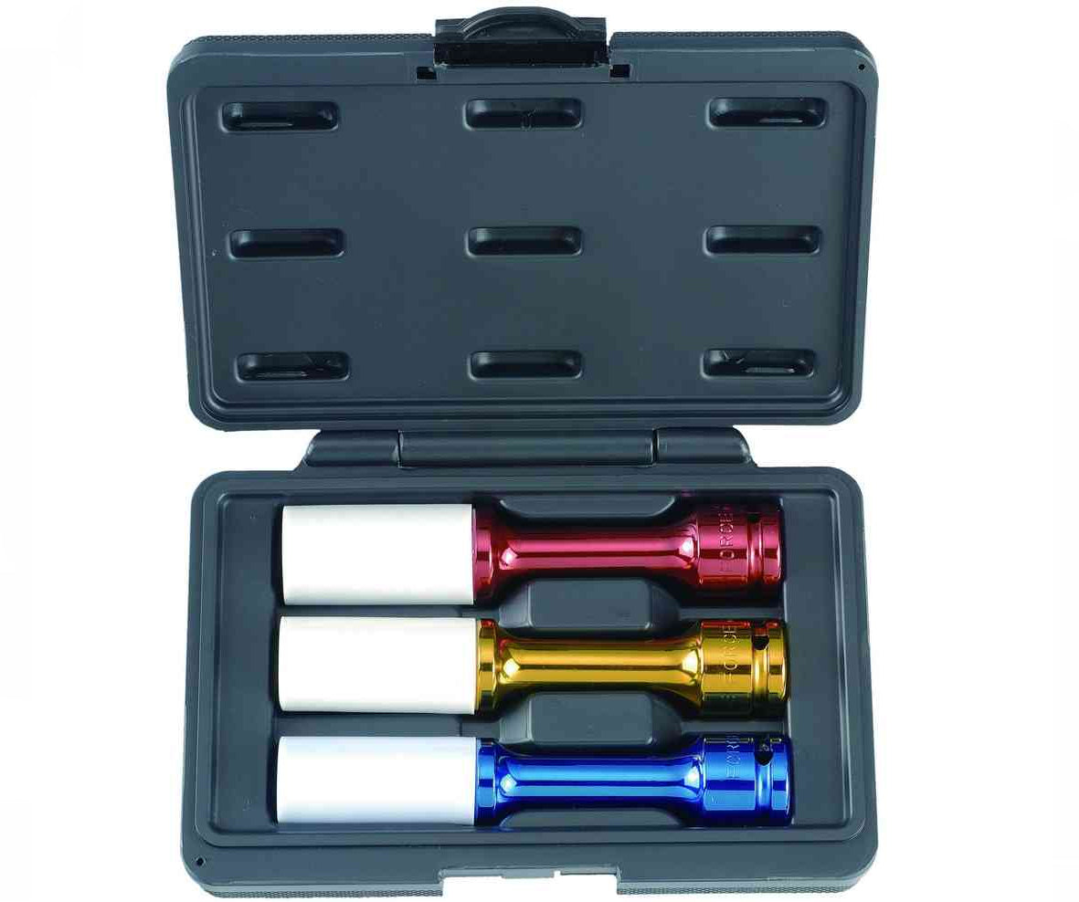 Force - 1/2' Dr Wheel Nut Deep Impact Socket Set 17mm And 19mm And 21mm