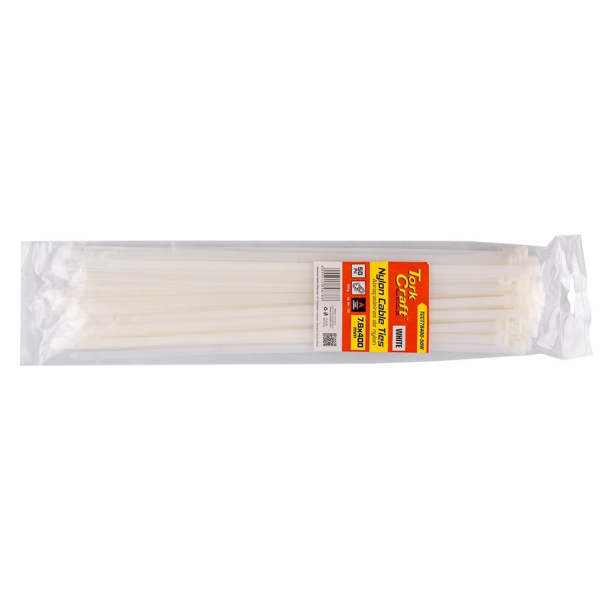 Tork Craft Nylon Cable Ties 7.6Mm X 400Mm White 50Pc