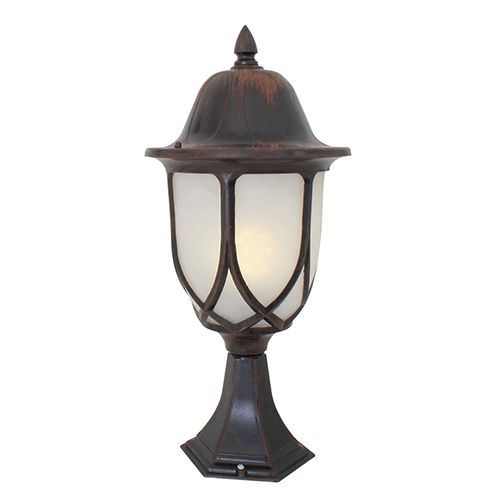 Lantern Alabaster Pedestal Rust