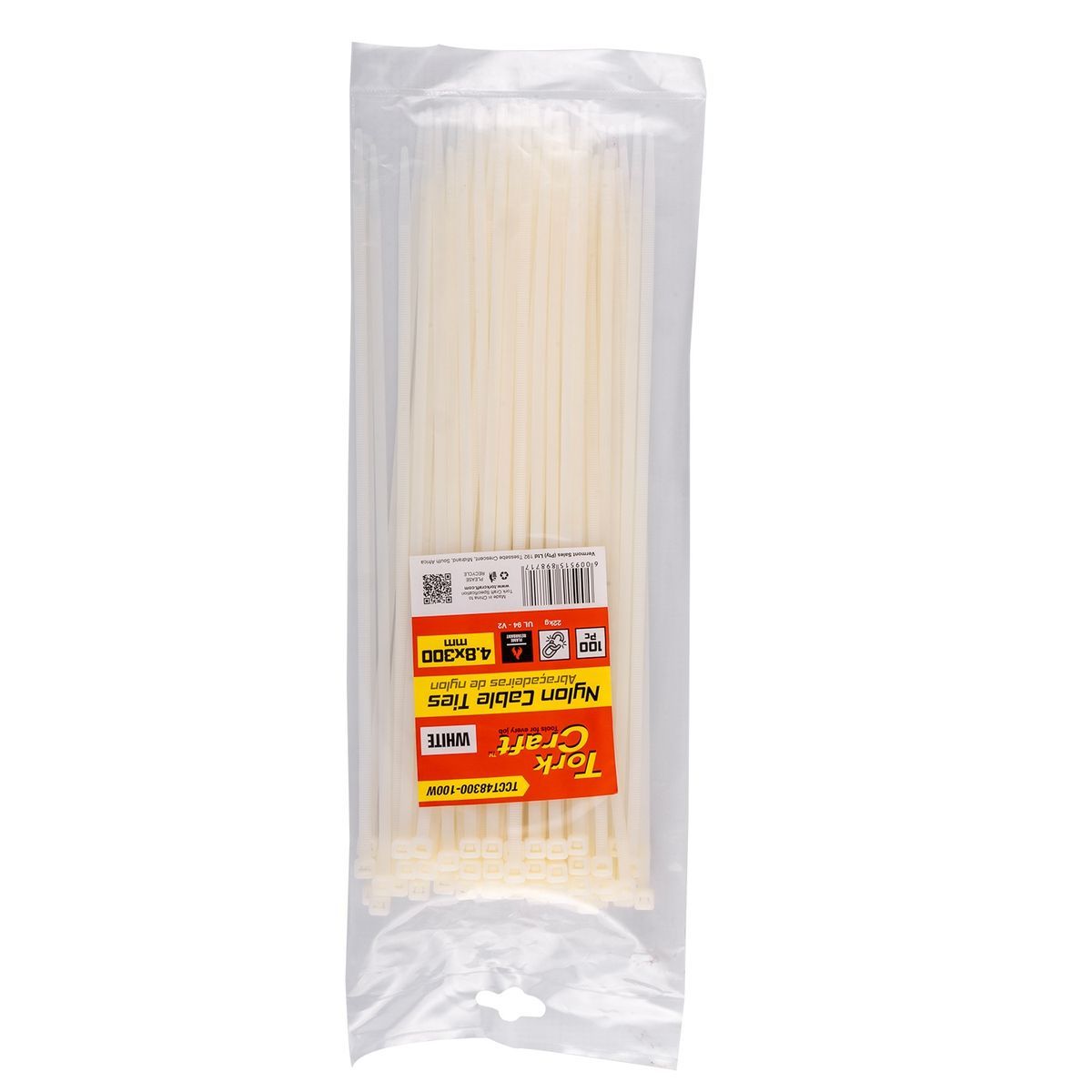 Tork Craft Nylon Cable Ties 4.8Mm X 300Mm White 100Pc