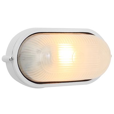 Oval Small Plain Bulkhead 210mm White E27