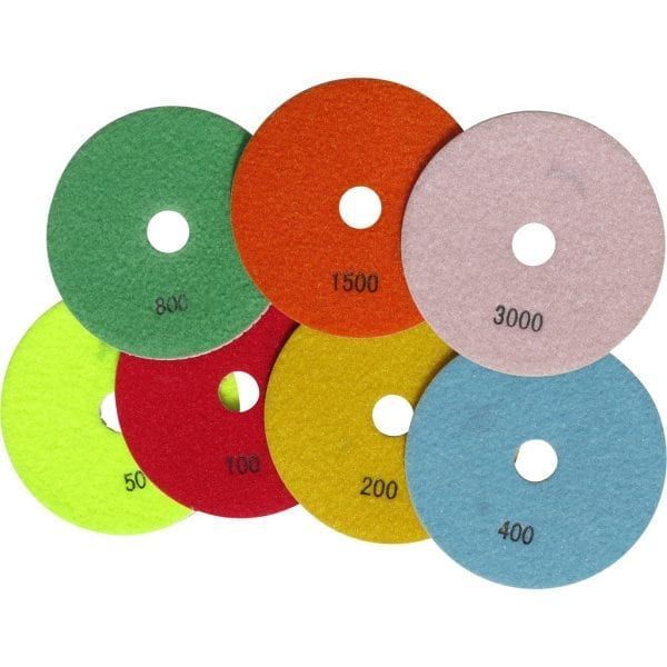Tork Craft Set Of 7 Diamond Wet Polishing Pads 100mm