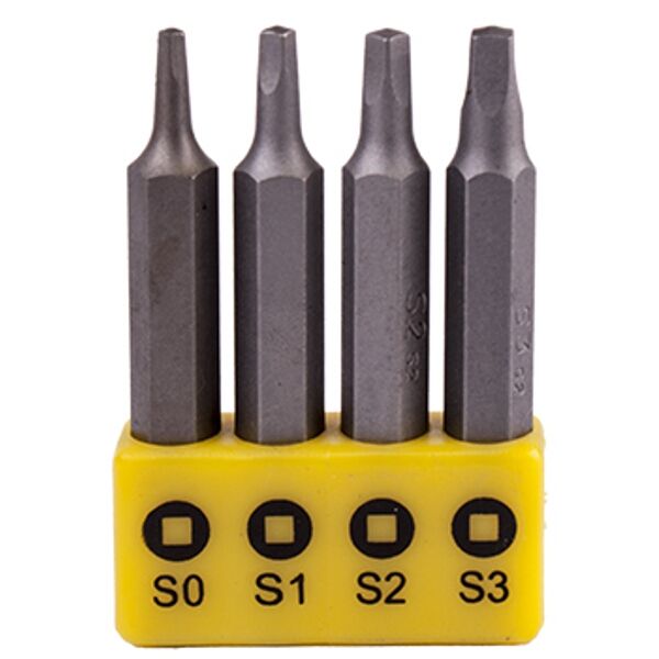 Tork Craft Screwdriver Bit Set Square Recess 4Pce 50mm Sq0.1.2.3