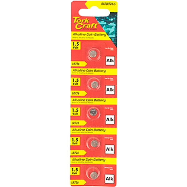 Tork Craft - Lr726 Alkaline Coin Battery X5 Pack