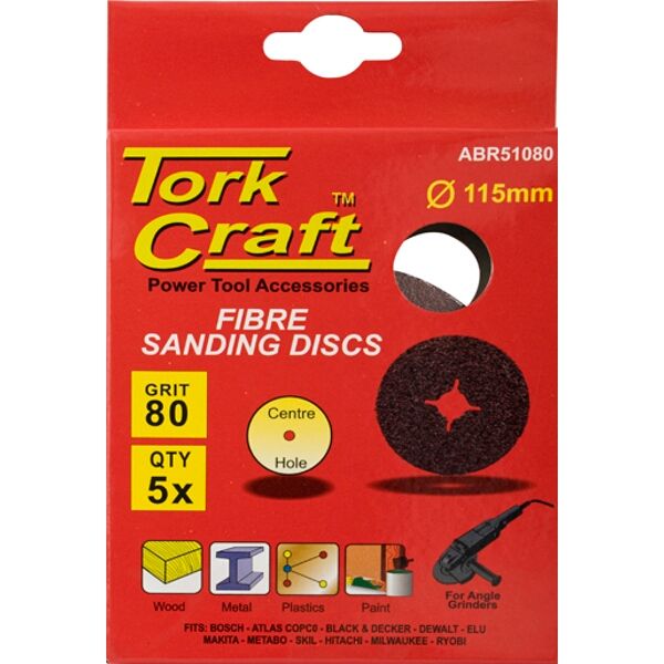 Tork Craft Fibre Disc 115mm 80 Grit 5/Pack
