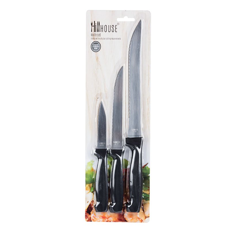 Hillhouse - Kitchen Knife Set - Stainless Steel - Assorted Sizes - 3 Piece