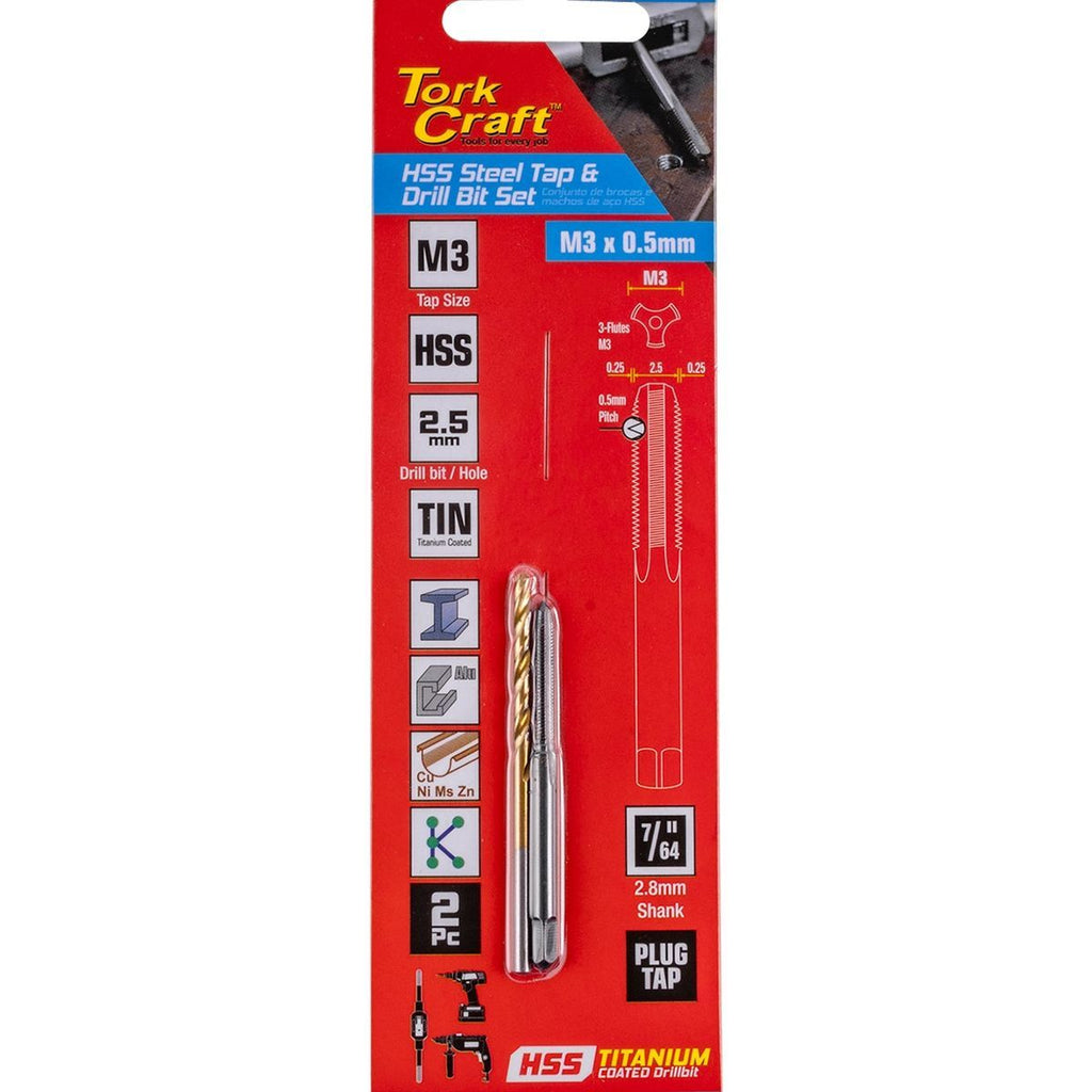 Tork Craft Tap Hss 3X0.5 & Drill 2.5Mm 2Pc Set
