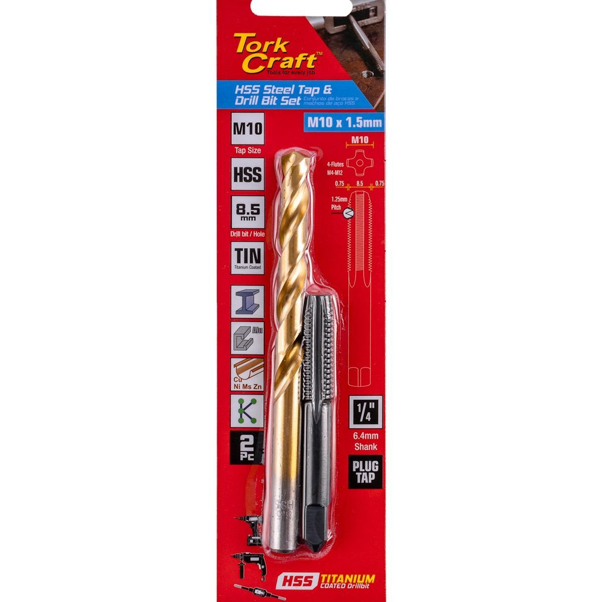 Tork Craft Tap Hss 10X1.5 & Drill 8.5Mm 2Pc Set