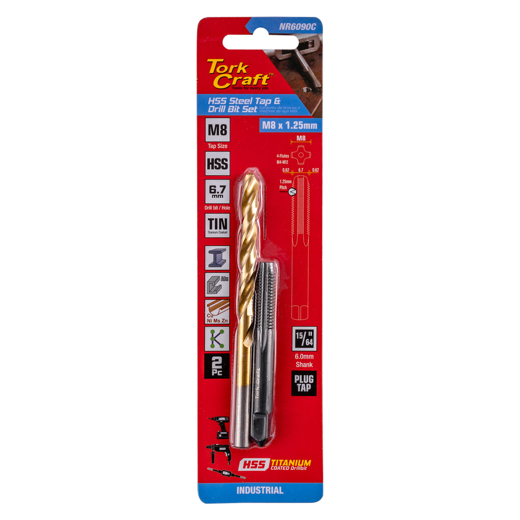 Tork Craft Tap Hss 8X1.25 & Drill 6.7Mm 2Pc Set