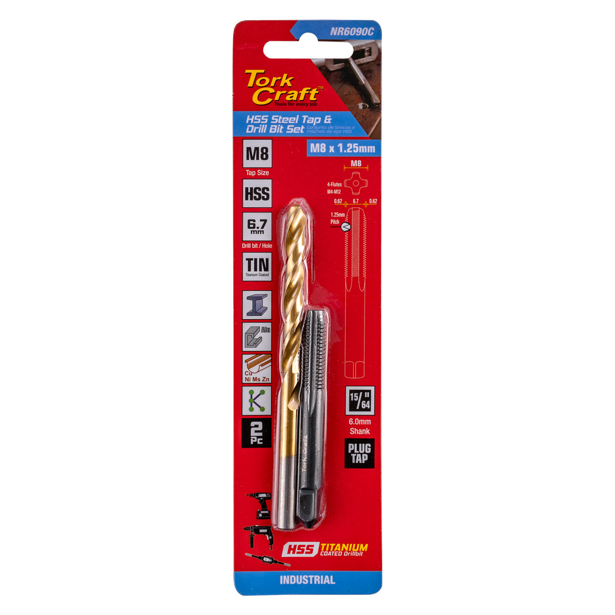 Tork Craft Tap Hss 8X1.25 & Drill 6.7Mm 2Pc Set