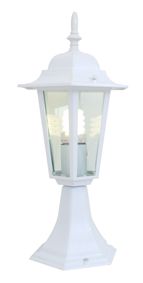 Lantern 6 Panel Pedestal White