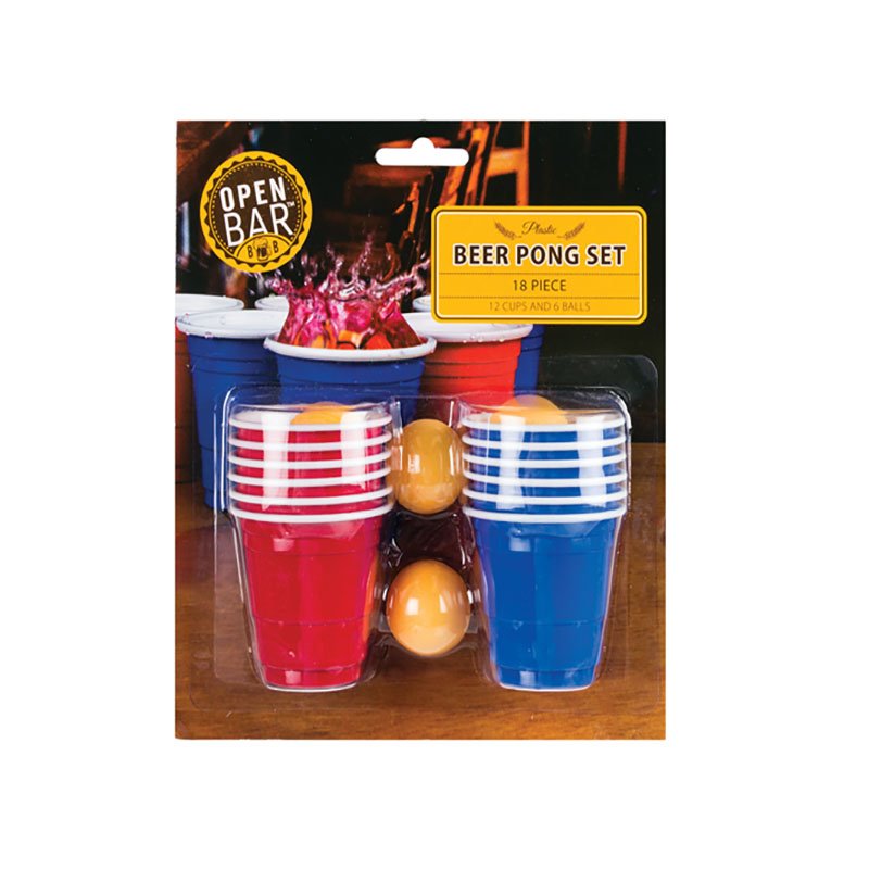 Drinking Game - Beer Pong Set - Cups & Balls - Mini - 18 Piece