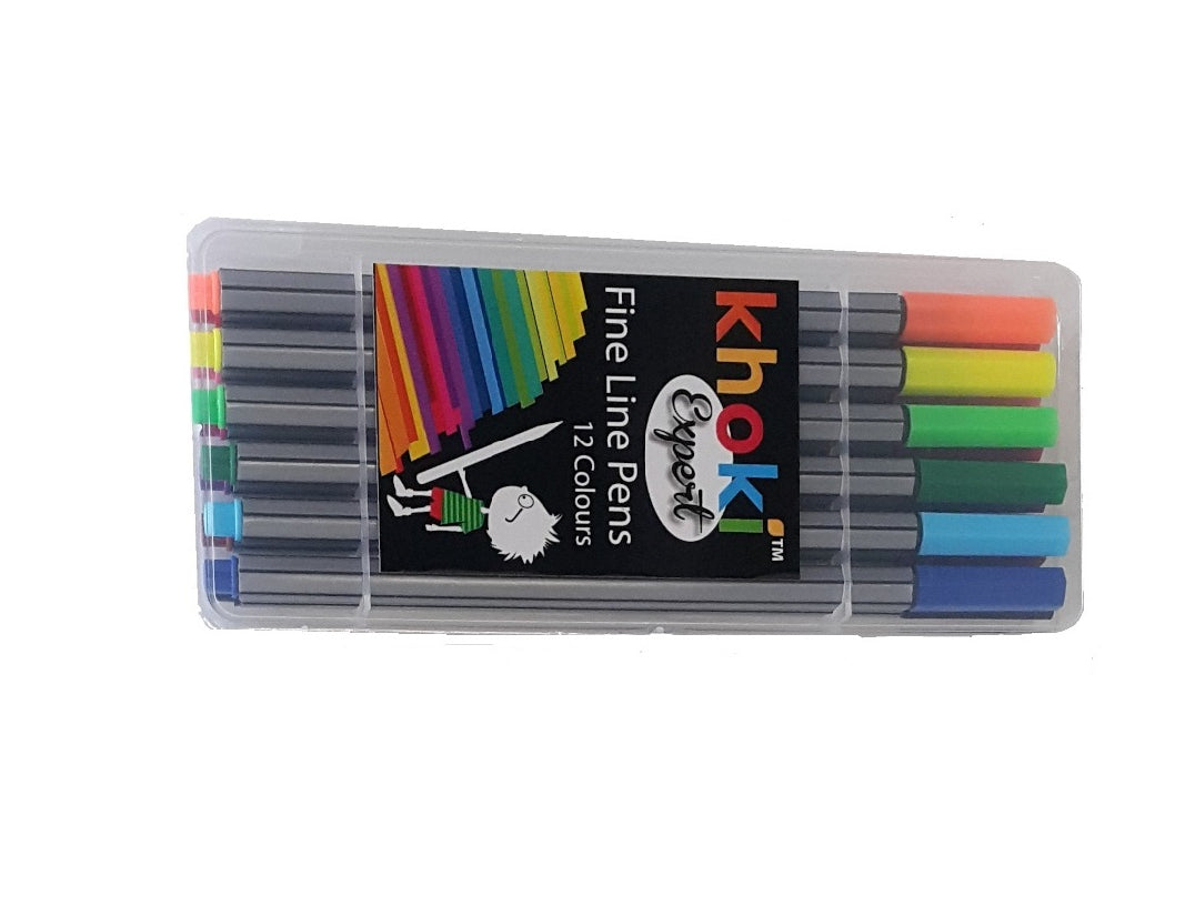 Khoki - Art & Craft Supplies - Fine Line Pens - Expert - 12 Piece