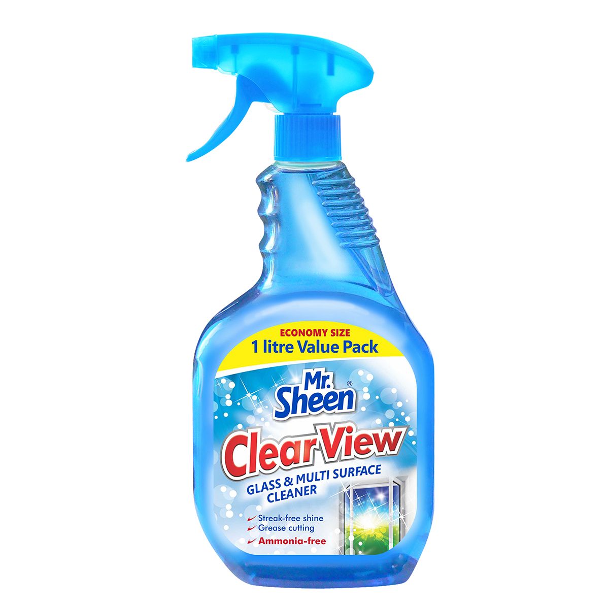 Mr Sheen Clear View Glass And Multi-Surface Cleaner 1L - 2 Pack