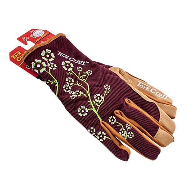 Tork Craft Ladies Slim Fit Garden Gloves Maroon - S