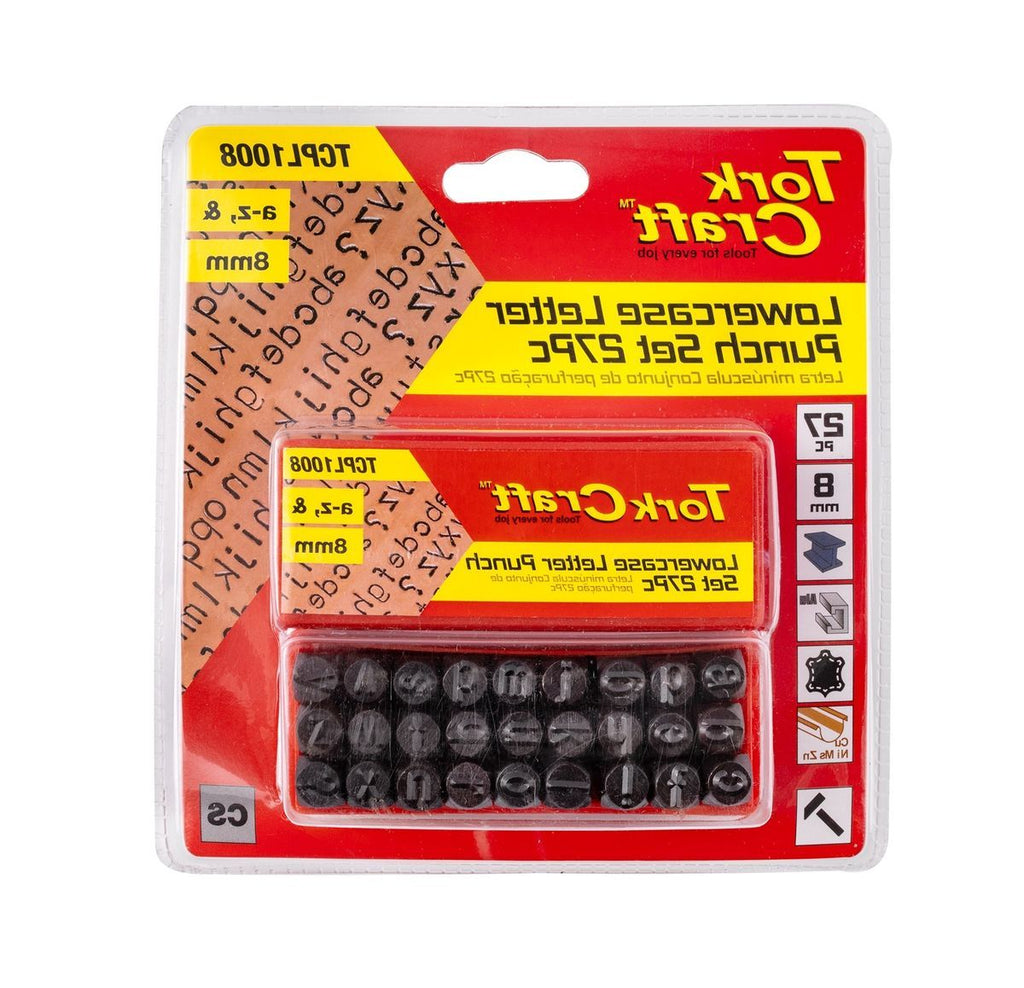 Tork Craft Letter Punch Set 8Mm (A-Z) Lower Case 27Pc Black Finish