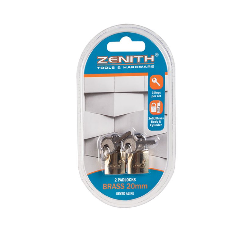 Zenith - Padlock - Brass - Keyed Alike - CRD2 - Silver - 20mm - 2 Piece