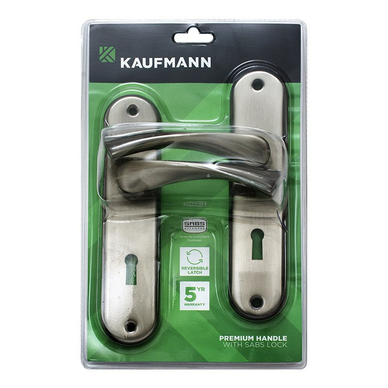 Kaufmann Lockset 3 Lever Sabs 6 Inch Giovanni Black And Satin Nickle