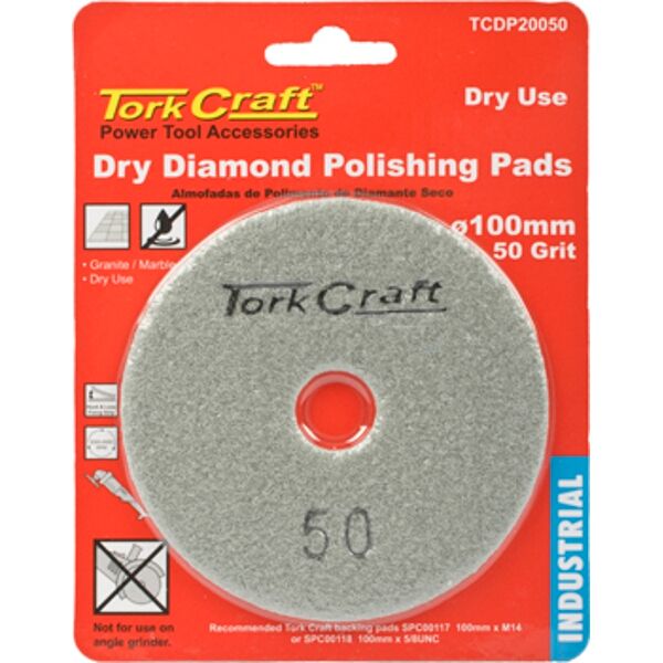 Tork Craft 100mm Diamond Polishing Pad 50 Grit Dry Use