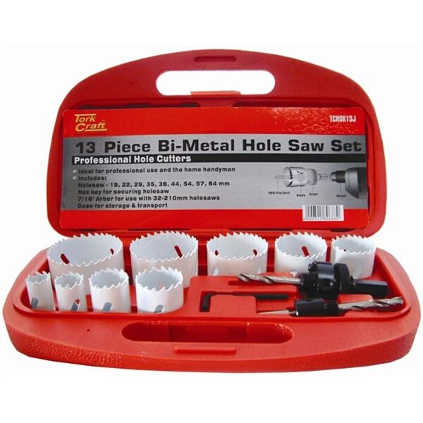 Tork Craft Holesaw Set 19mm - 64mm Bi-metal (13 Piece)