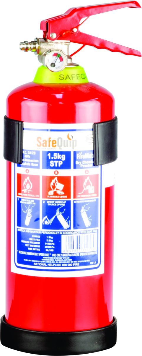 Safequip - 1.5Kg Dcp Fire Extinguisher With Bracket - Red