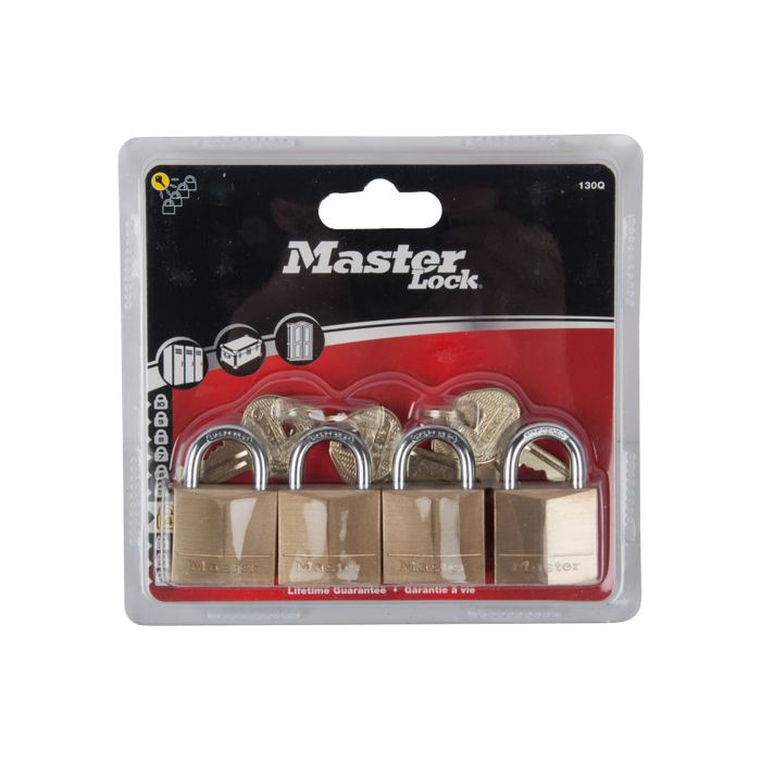 Mackie - Master Pad Lock Brass 4Pack 40mm Keyd Alike