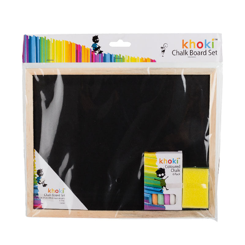 Khoki - Black Board Set - Arts & Crafts - With Chalk & Sponge - 28cm x 19cm