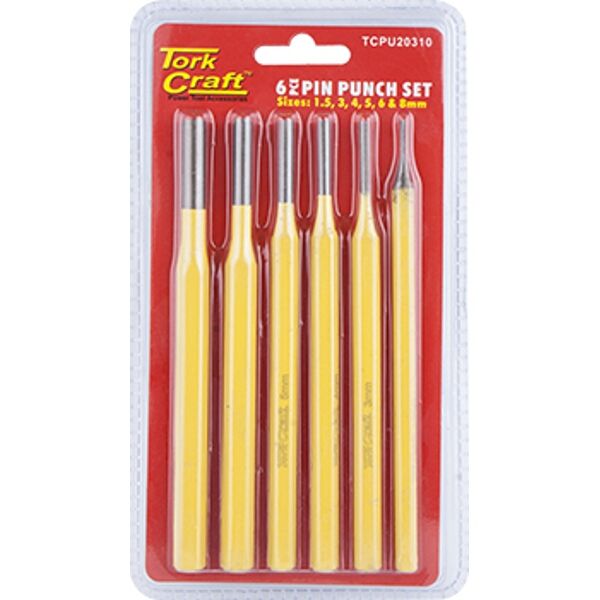 Tork Craft Tork Craft Pin Punch Set 6Pc - 1.5, 3, 4, 5, 6, 8mm Yellow