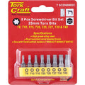 Tork Craft S/Driver Bit Set 8 Piece Torx T8-T40