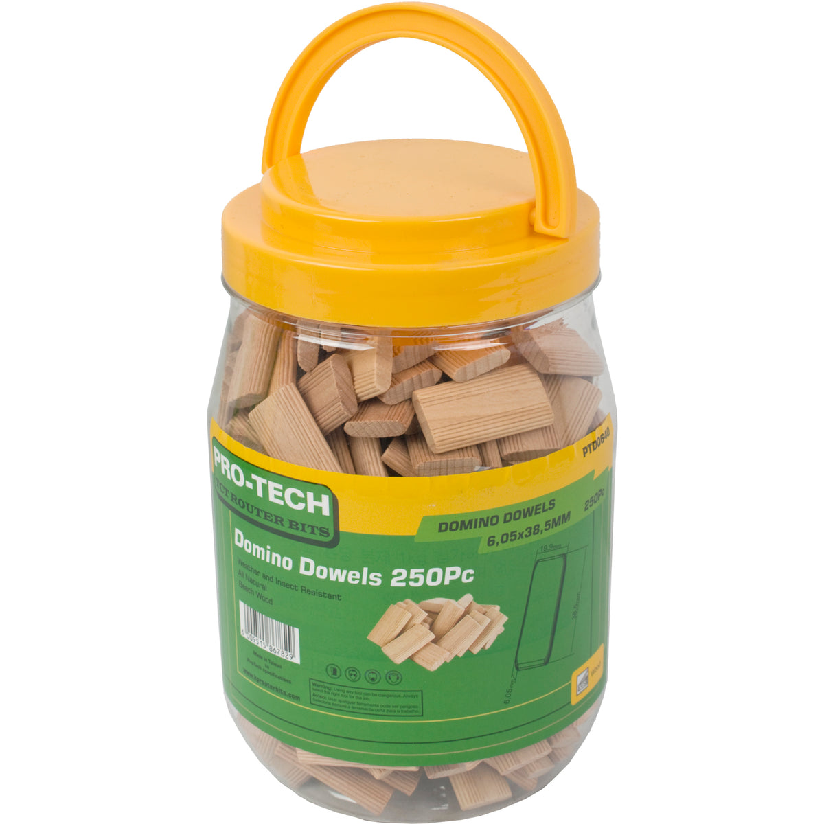 Pro-Tech - Domino Tenon - 250 Piece - Jar - 6mm x 40mm