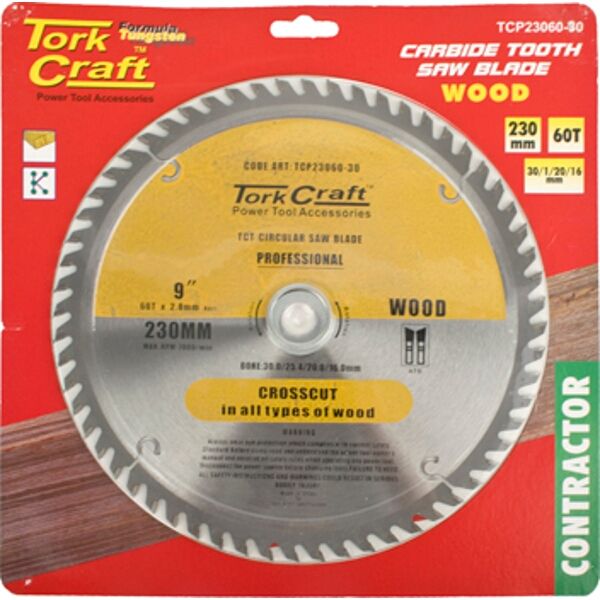 Tork Craft Blade Contractor 230 X 60T 30/1/20/16 Circular Saw TCT
