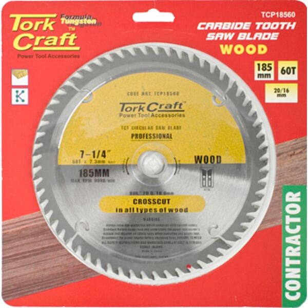 Tork Craft Blade Contractor 185X60T 20/16 Circular Saw TCT