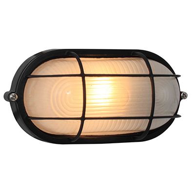 Oval Small Grid Bulkhead 210mm Black E27