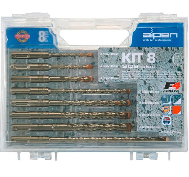 ALPEN - SDS Plus Drill Bit Set 8 Piece In Plastic Carry Case