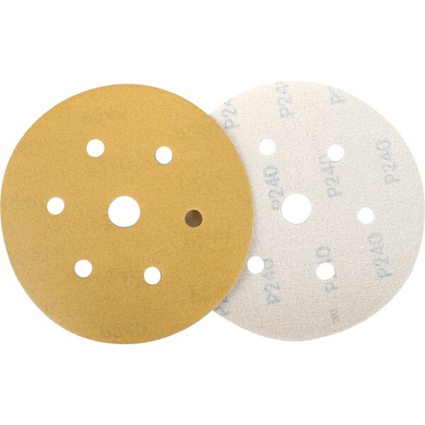 Tork Craft Gold Hook & Loop Disc (50 Pieces) 240 Grit 150mm X 6+1 Holes