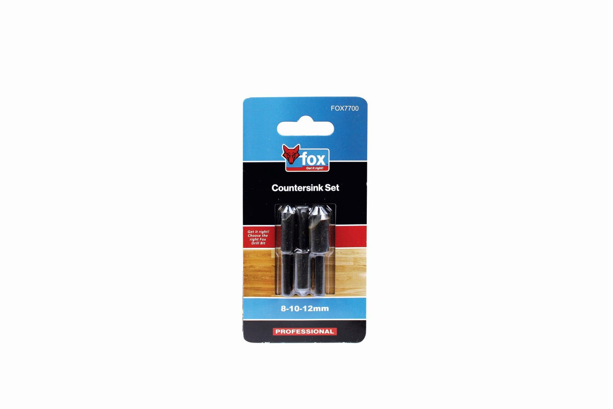 Fox Contersink Set 8. 10. 12mm 3 Piece