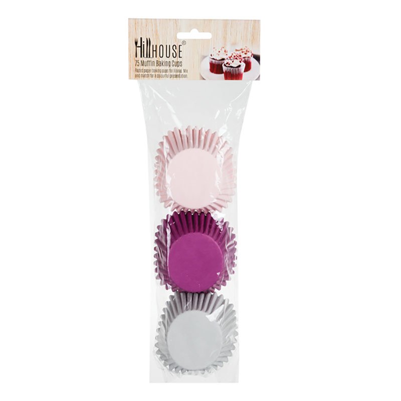 Muffin Baking Cups - Paper - Blue, Pink & Purple - 75 Pieces
