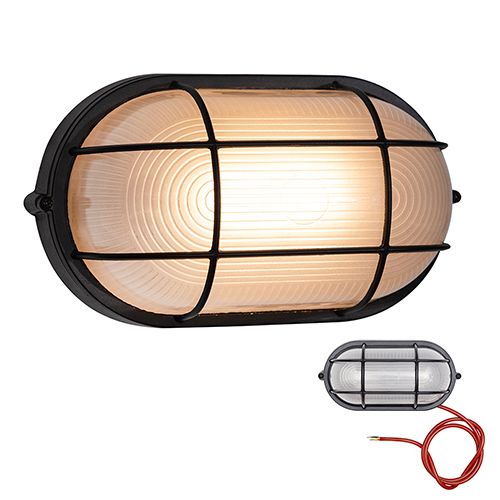 Braai Light Bulkhead Oval Large Black