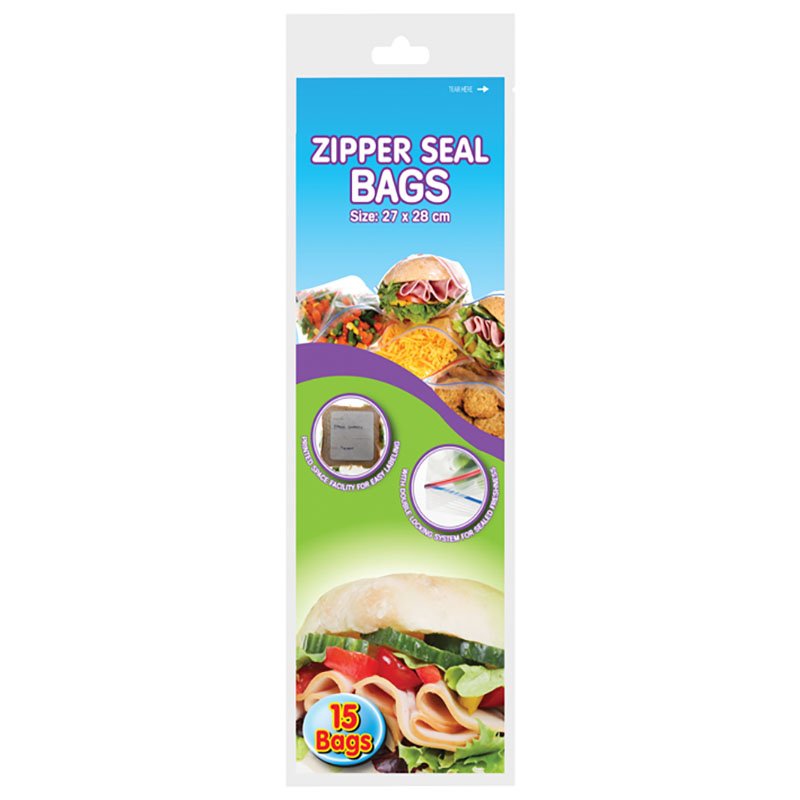 Zipper Seal - Disposable Bag - 15 Piece - 27 x 28cm